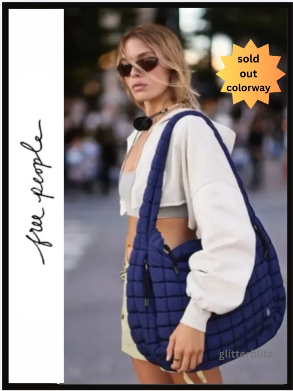 Free People Quilted Carryall NAVY BLUE 💙